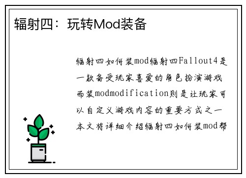 辐射四：玩转Mod装备